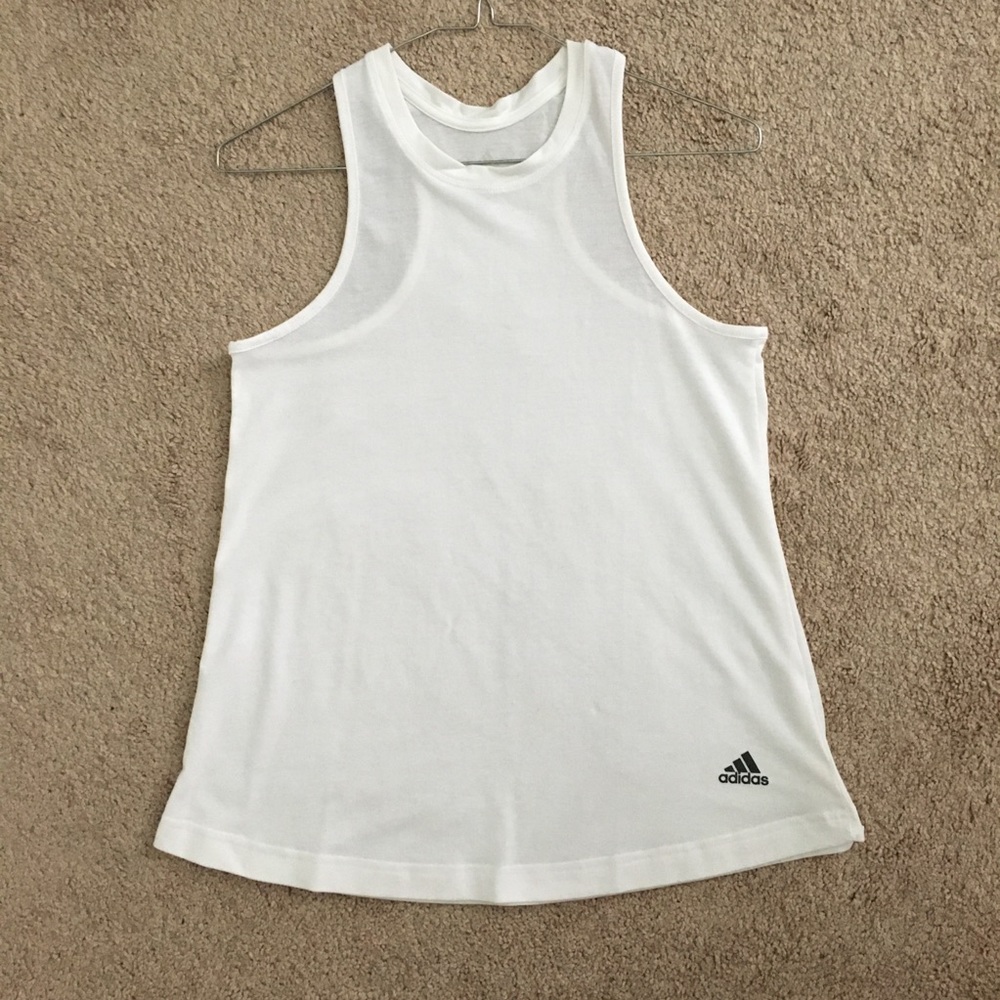 Adidas White Racerback Workout Athletic Tank Top